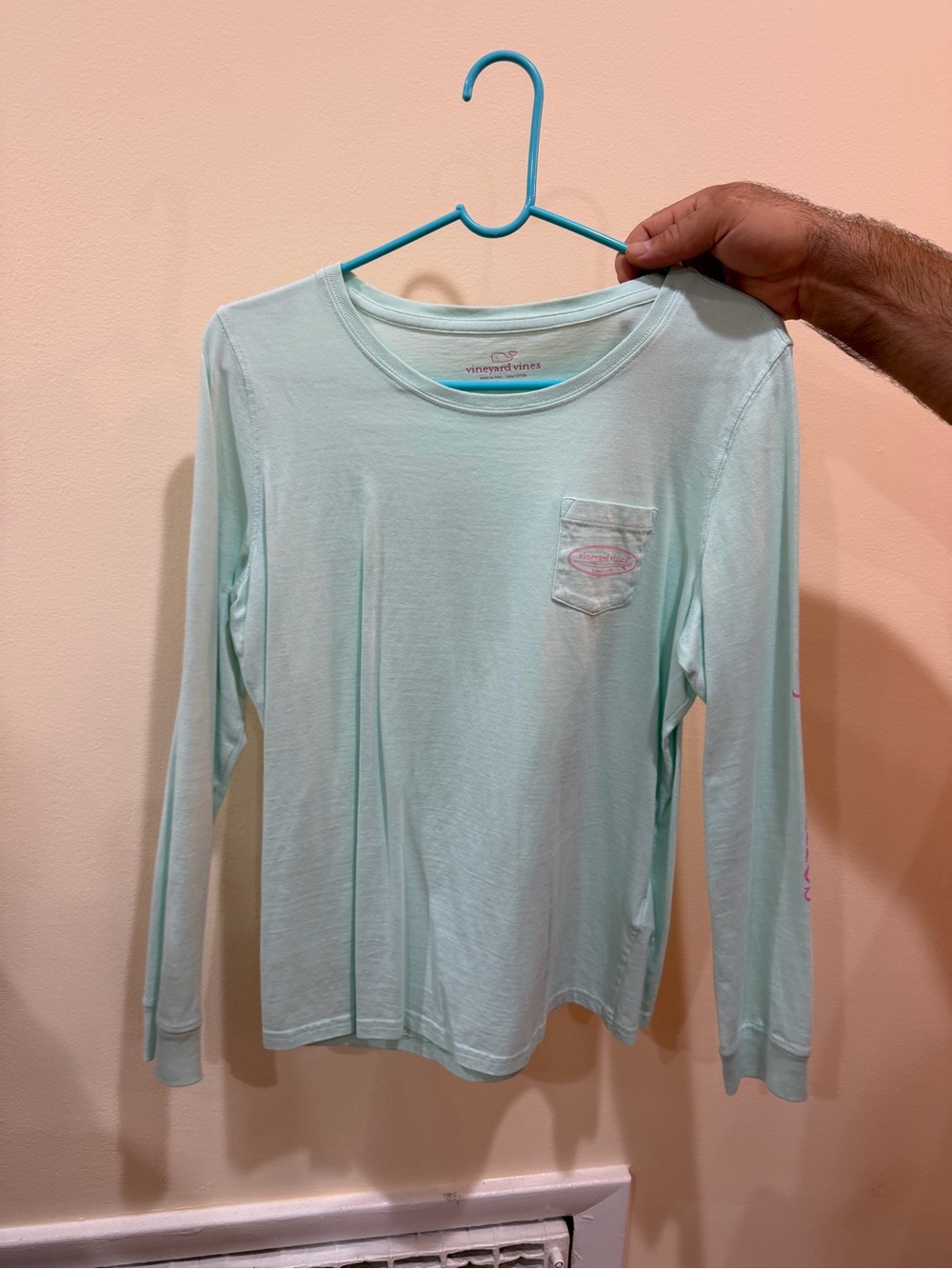 Vineyard Vines Light Mint Long-Sleeve Pocket Tee - Girls